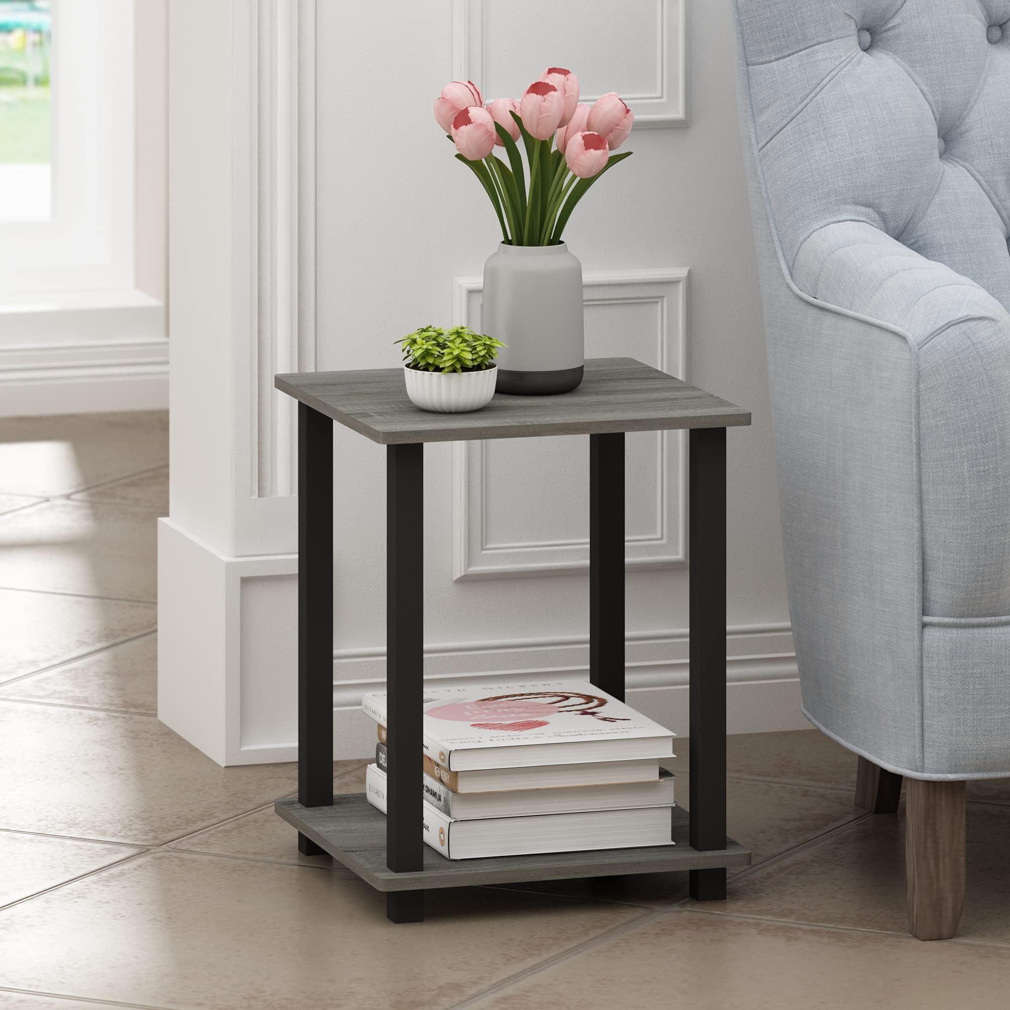 Foto 4 pulgar | Mesa Auxiliar Furinno Simplistic, Juego De 2 Unidades, Roble Francés, Gris Y Negro - Venta Internacional.