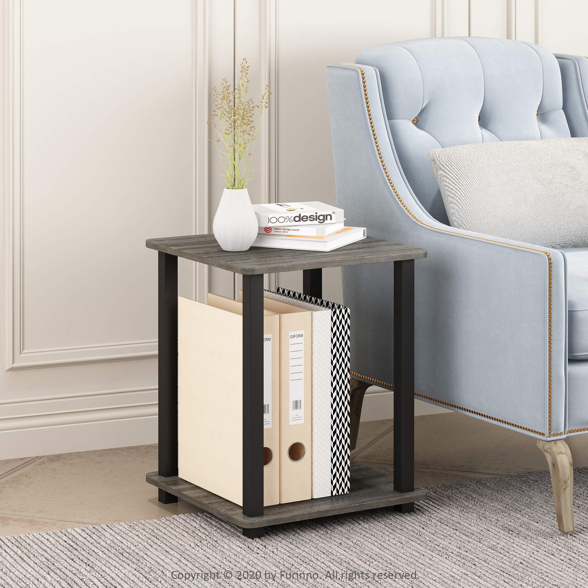 Foto 7 | Mesa Auxiliar Furinno Simplistic, Juego De 2 Unidades, Roble Francés, Gris Y Negro - Venta Internacional.