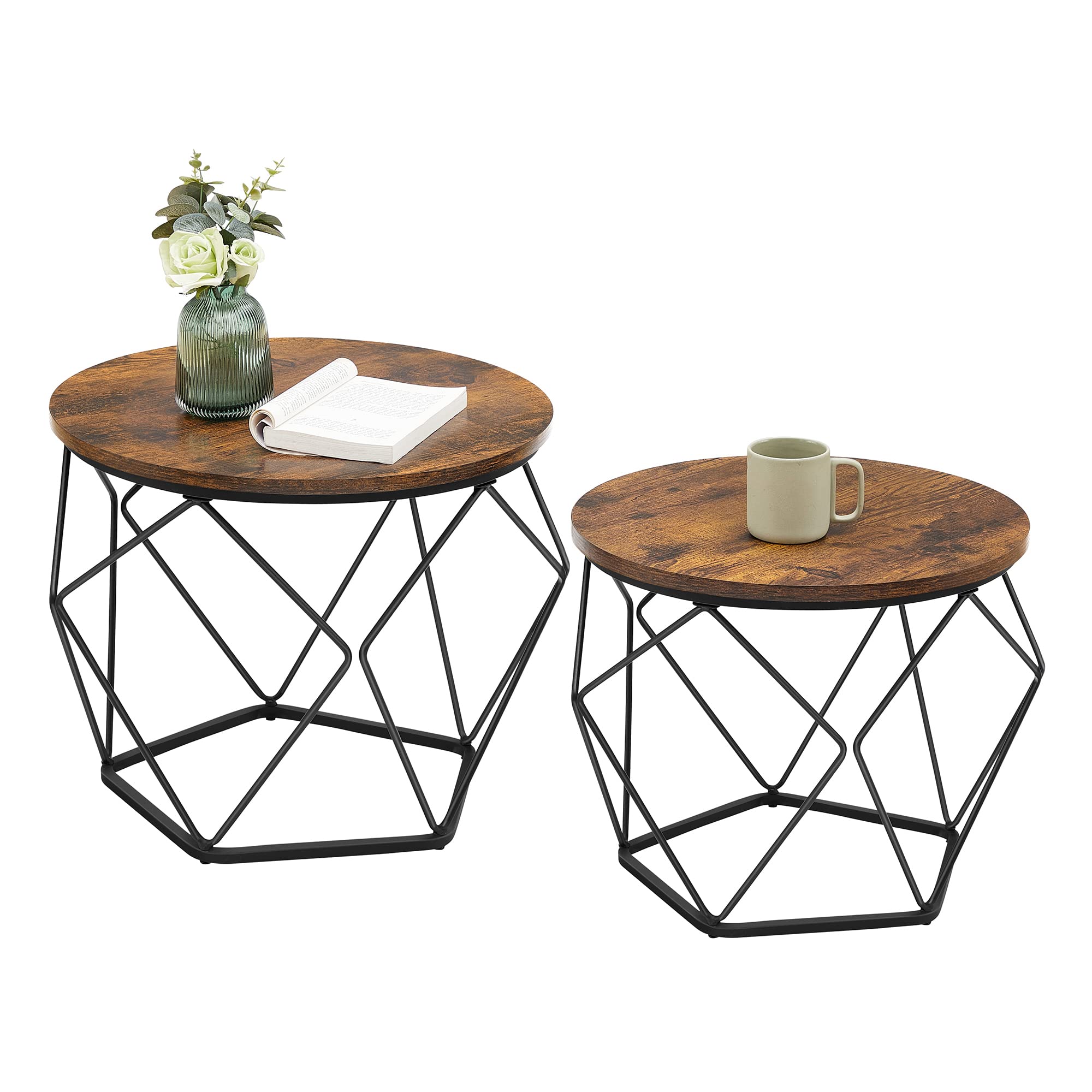 Juego De Mesa De Café Vasagle Small Round Con Marco De Acero (2 Unidades) - Venta Internacional.