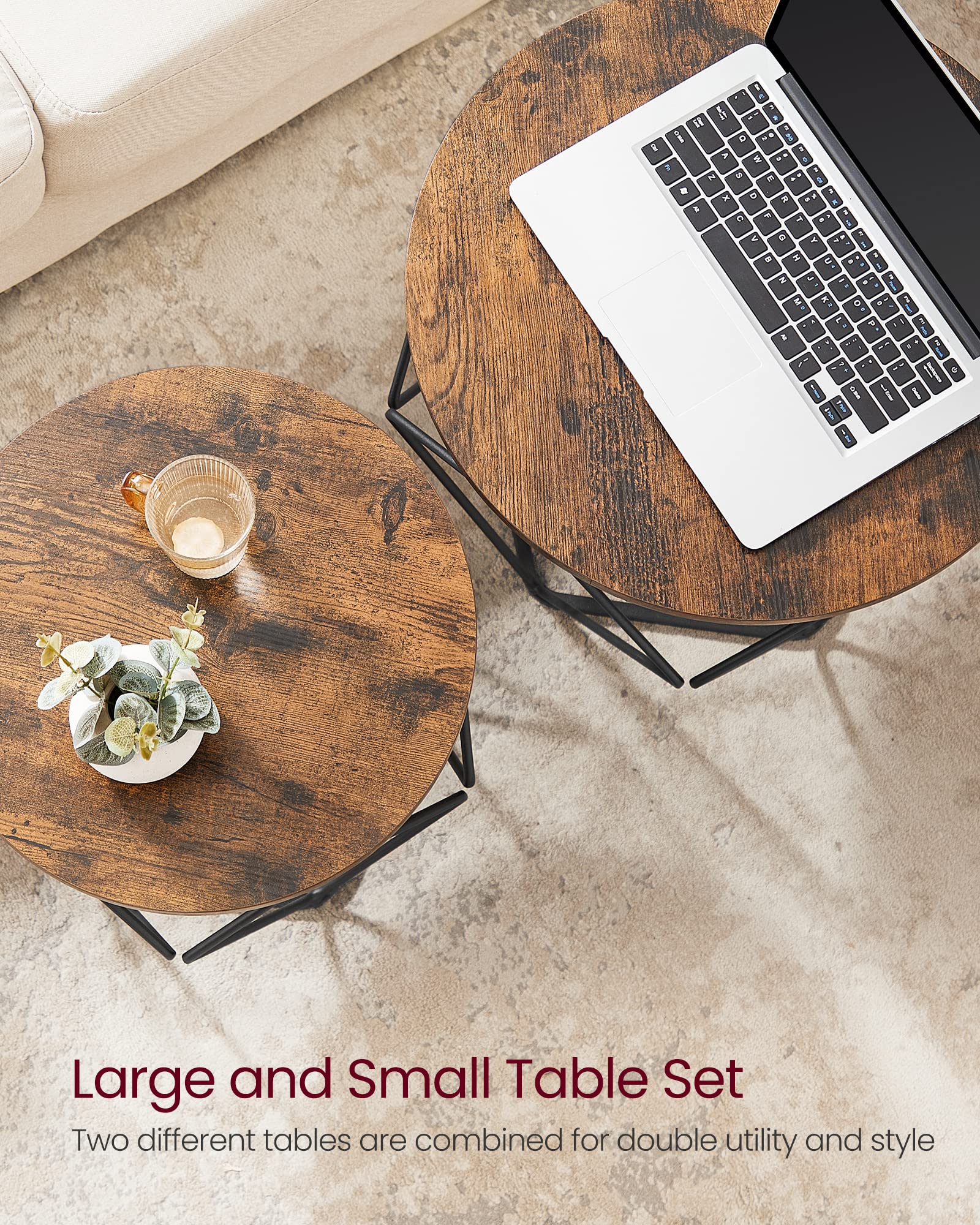 Foto 6 | Juego De Mesa De Café Vasagle Small Round Con Marco De Acero (2 Unidades) - Venta Internacional.