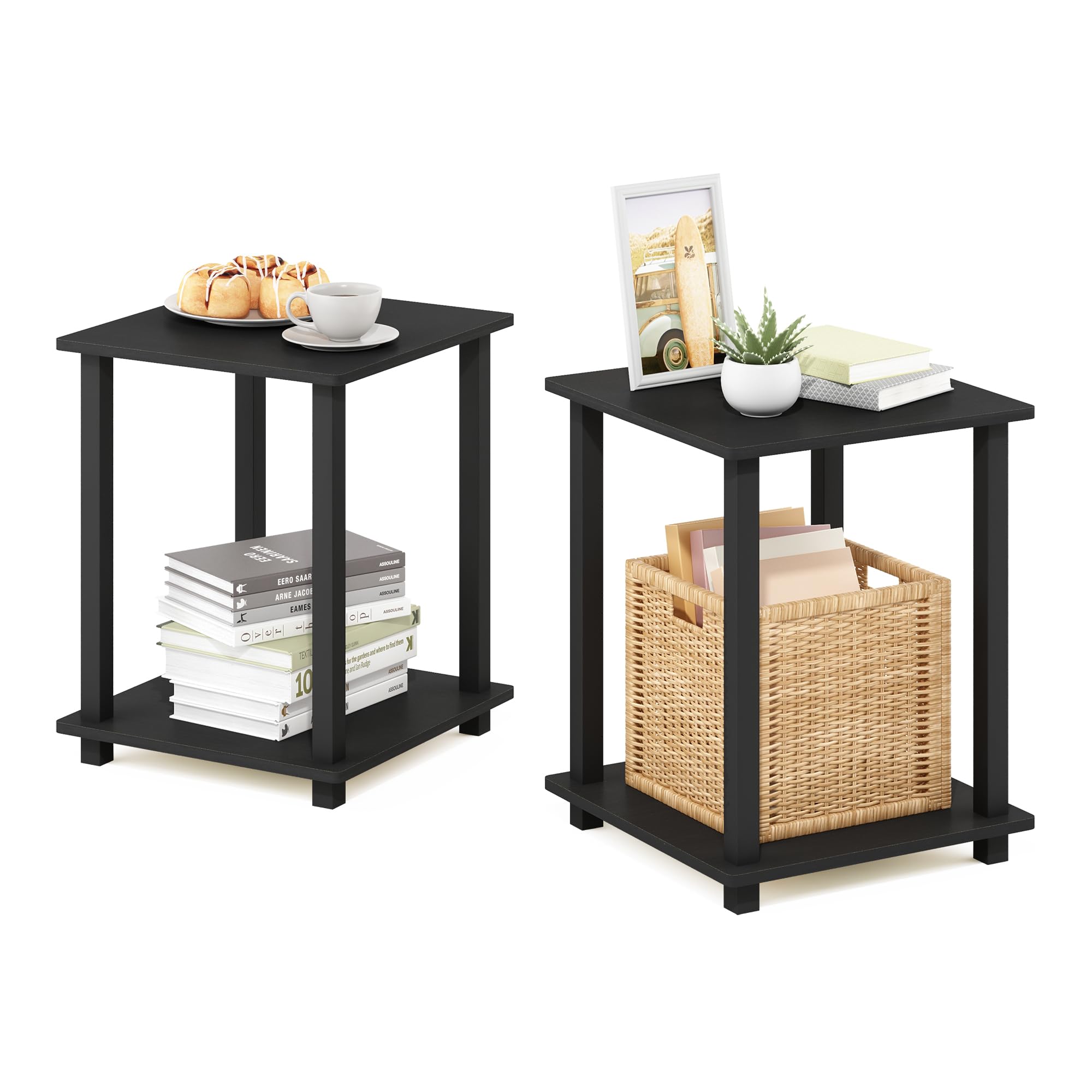 Foto 4 | Mesa Auxiliar Furinno Simplistic, Juego De 2 Unidades, Color Americano Y Negro - Venta Internacional.
