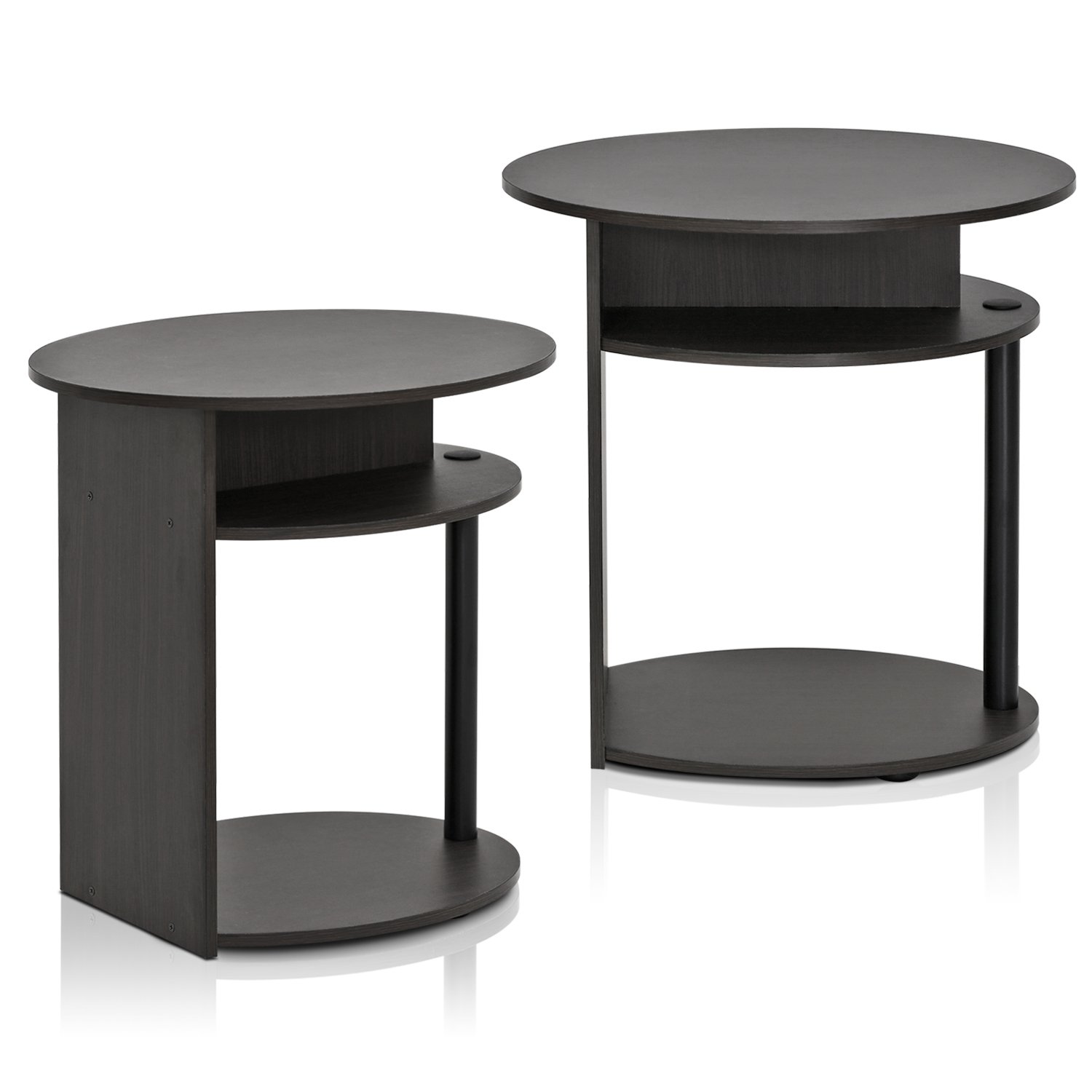 Foto 2 pulgar | Juego De Mesa Auxiliar Furinno Jaya, Diseño Simple, Ovalado, Nogal, X2 - Venta Internacional.