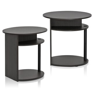Foto 1 | Juego De Mesa Auxiliar Furinno Jaya, Diseño Simple, Ovalado, Nogal, X2 - Venta Internacional.