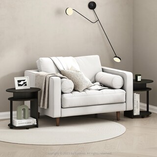 Foto 3 | Juego De Mesa Auxiliar Furinno Jaya, Diseño Simple, Ovalado, Nogal, X2 - Venta Internacional.
