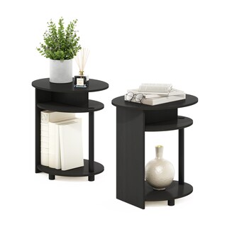 Foto 5 | Juego De Mesa Auxiliar Furinno Jaya, Diseño Simple, Ovalado, Nogal, X2 - Venta Internacional.