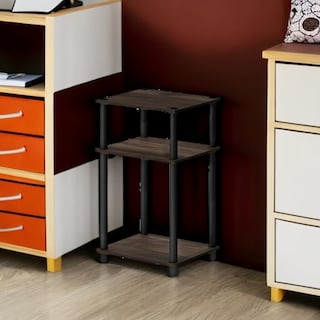 Foto 5 | Mesa Auxiliar Furinno Just De 3 Niveles Con Tubo Torneado Columbia Walnut - Venta Internacional.