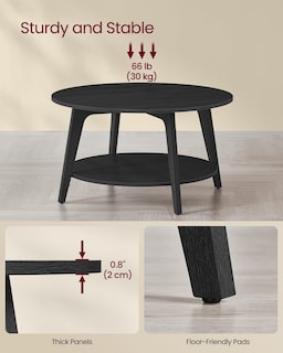 Foto 4 | Mesa De Café Vasagle Redonda De 2 Niveles Con Almacenamiento, 80 Cm, Charcoal G - Venta Internacional.