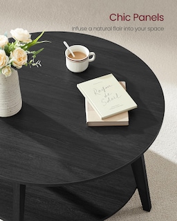 Foto 5 | Mesa De Café Vasagle Redonda De 2 Niveles Con Almacenamiento, 80 Cm, Charcoal G - Venta Internacional.