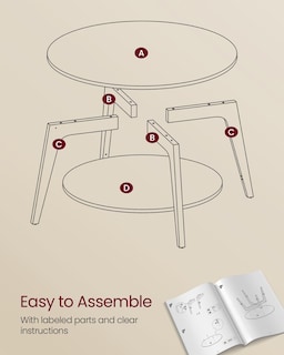 Foto 7 | Mesa De Café Vasagle Redonda De 2 Niveles Con Almacenamiento, 80 Cm, Charcoal G - Venta Internacional.