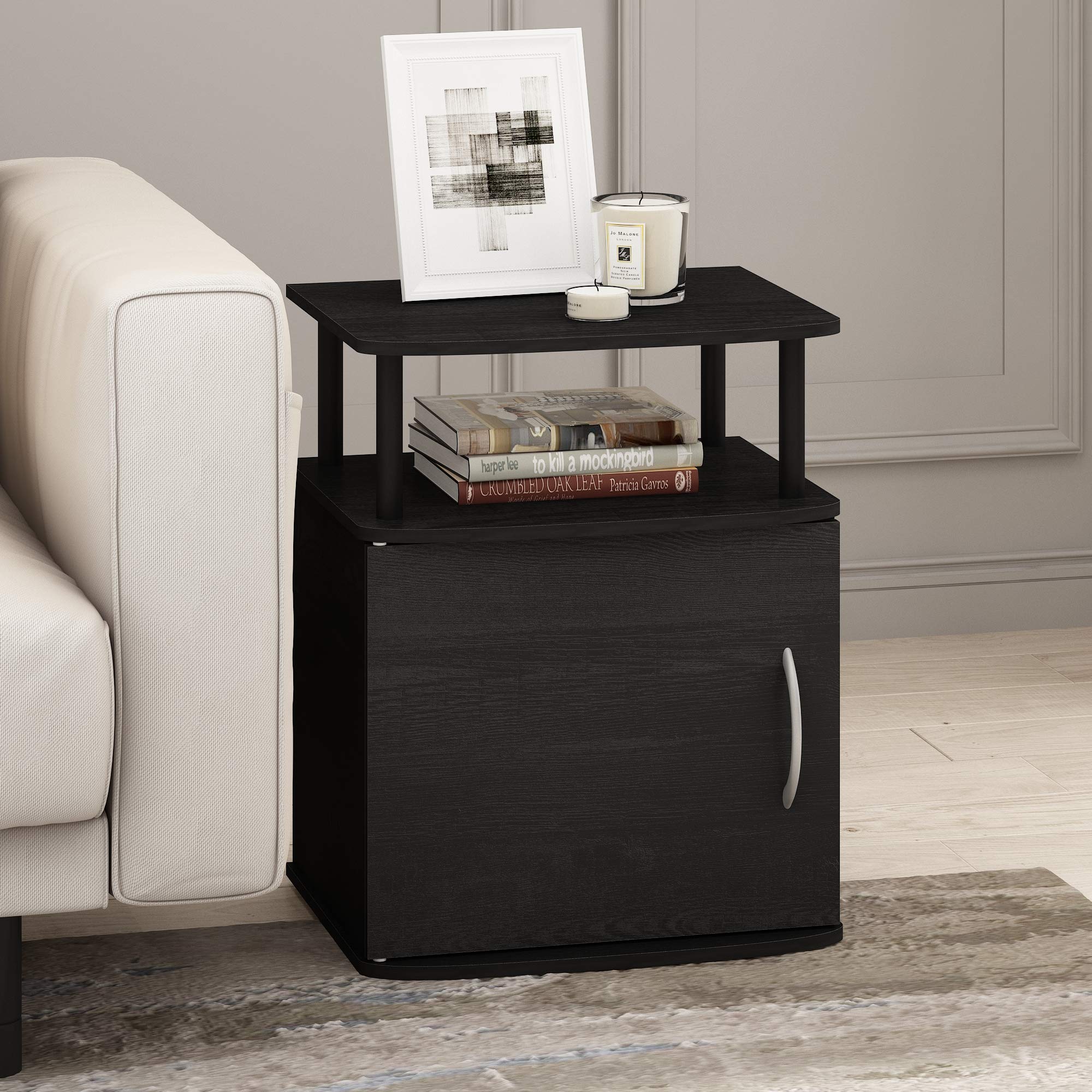 Foto 2 | Mesa Auxiliar Furinno Jaya De Madera Negra Con Estante Y Almacenamiento - Venta Internacional.