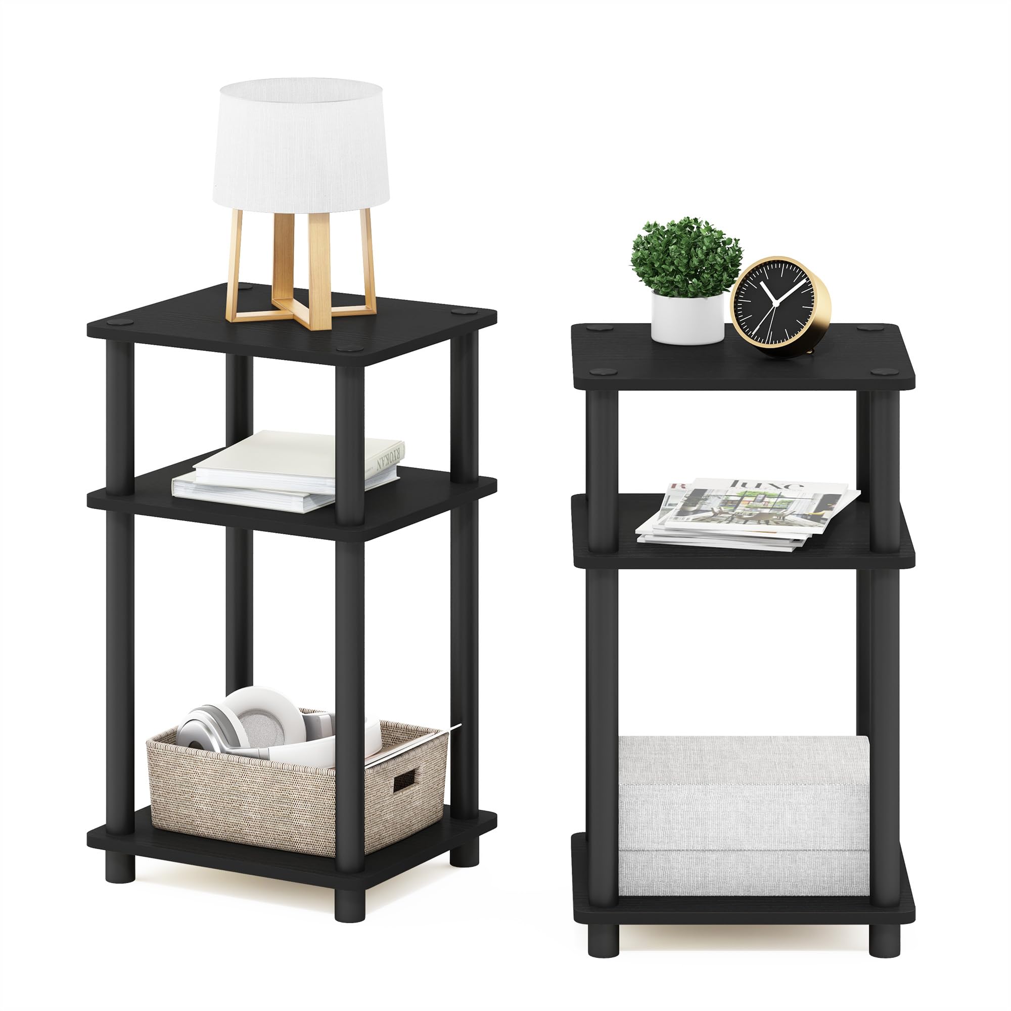 Foto 5 | Mesa Furinno Just de 3 Niveles Turn-n-tube 2 Piezas Negras - Venta Internacional