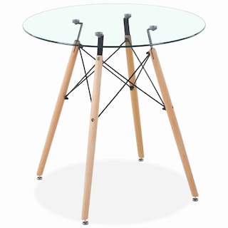 Foto 1 | Mesa De Comedor Redonda Vidrio Cristal Templado