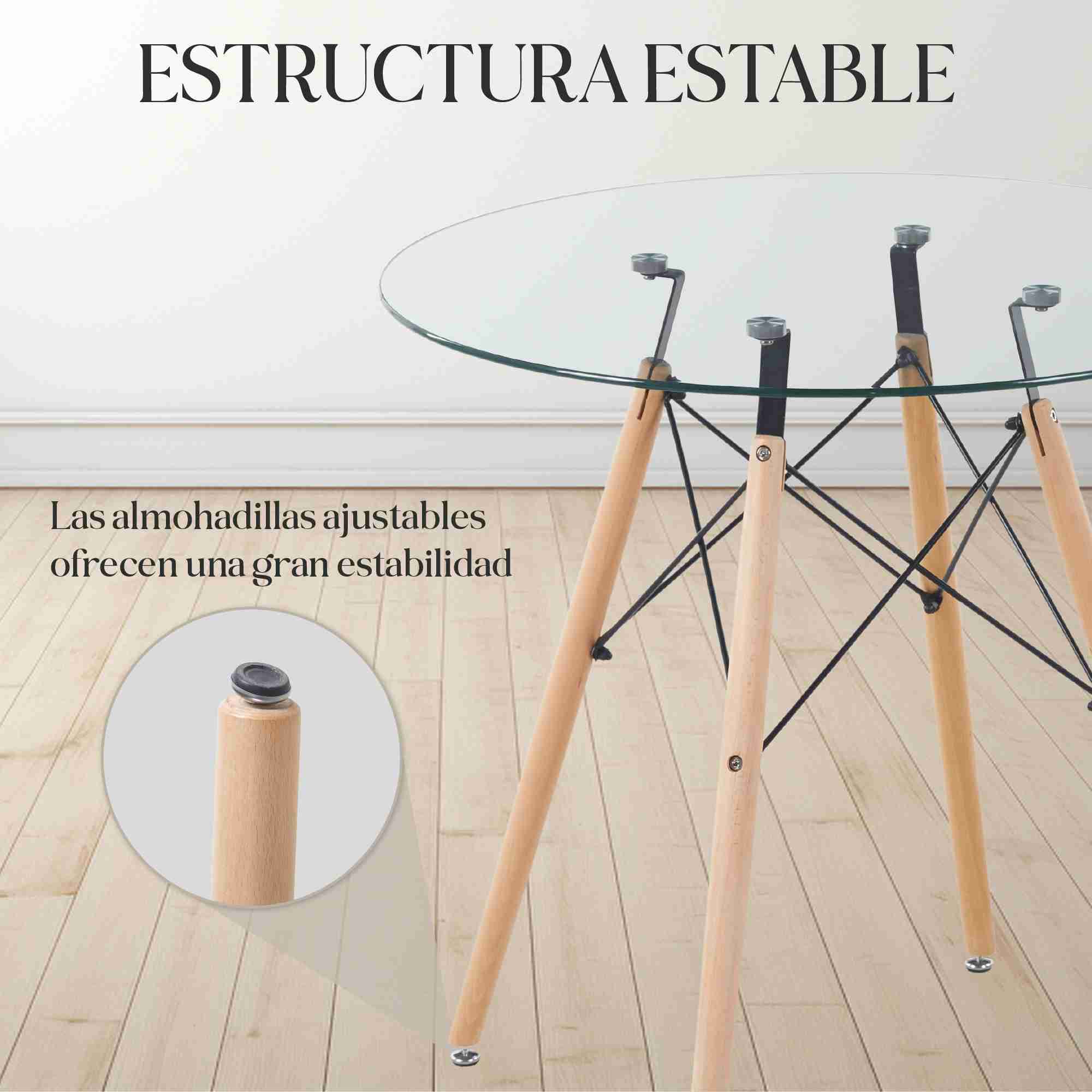 Foto 6 pulgar | Mesa De Comedor Redonda Vidrio Cristal Templado