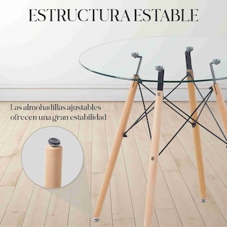 Foto 5 | Mesa De Comedor Redonda Vidrio Cristal Templado
