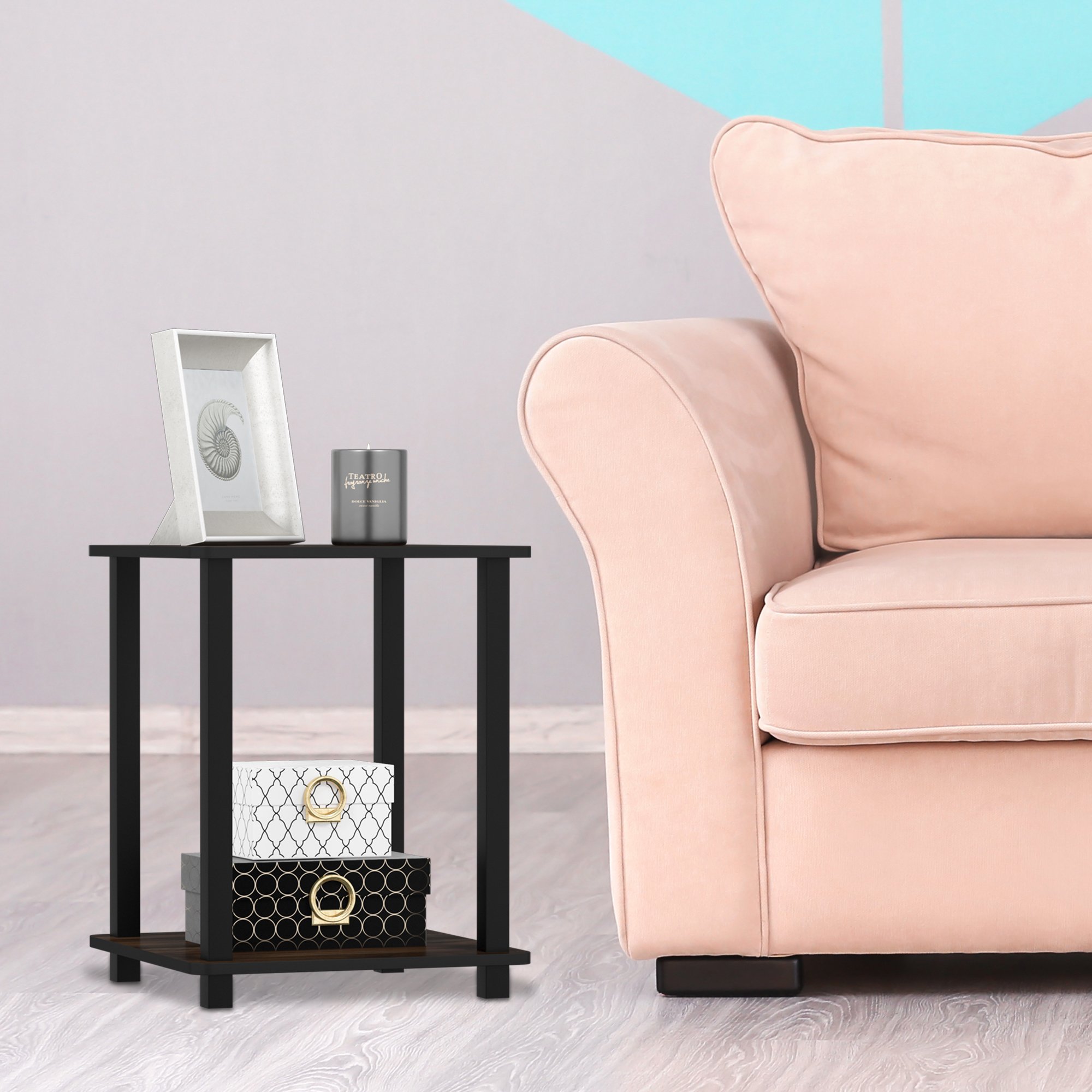 Foto 6 | Mesa Auxiliar Furinno Simplistic, Juego De 2 Unidades, Color Nogal Columbia Y Negro - Venta Internacional.