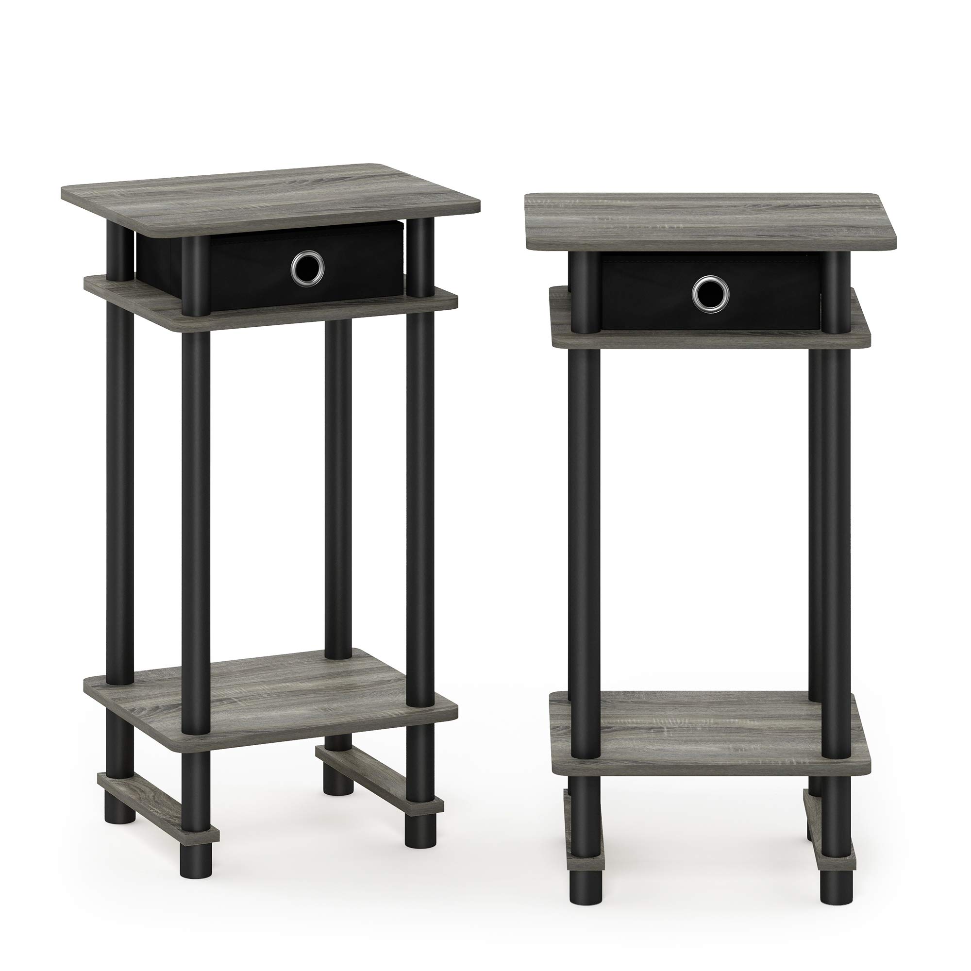 Foto 1 | Mesa Auxiliar Furinno Turn-n-tube, Alta, Roble Francés, Gris, Con Cajón - Venta Internacional.