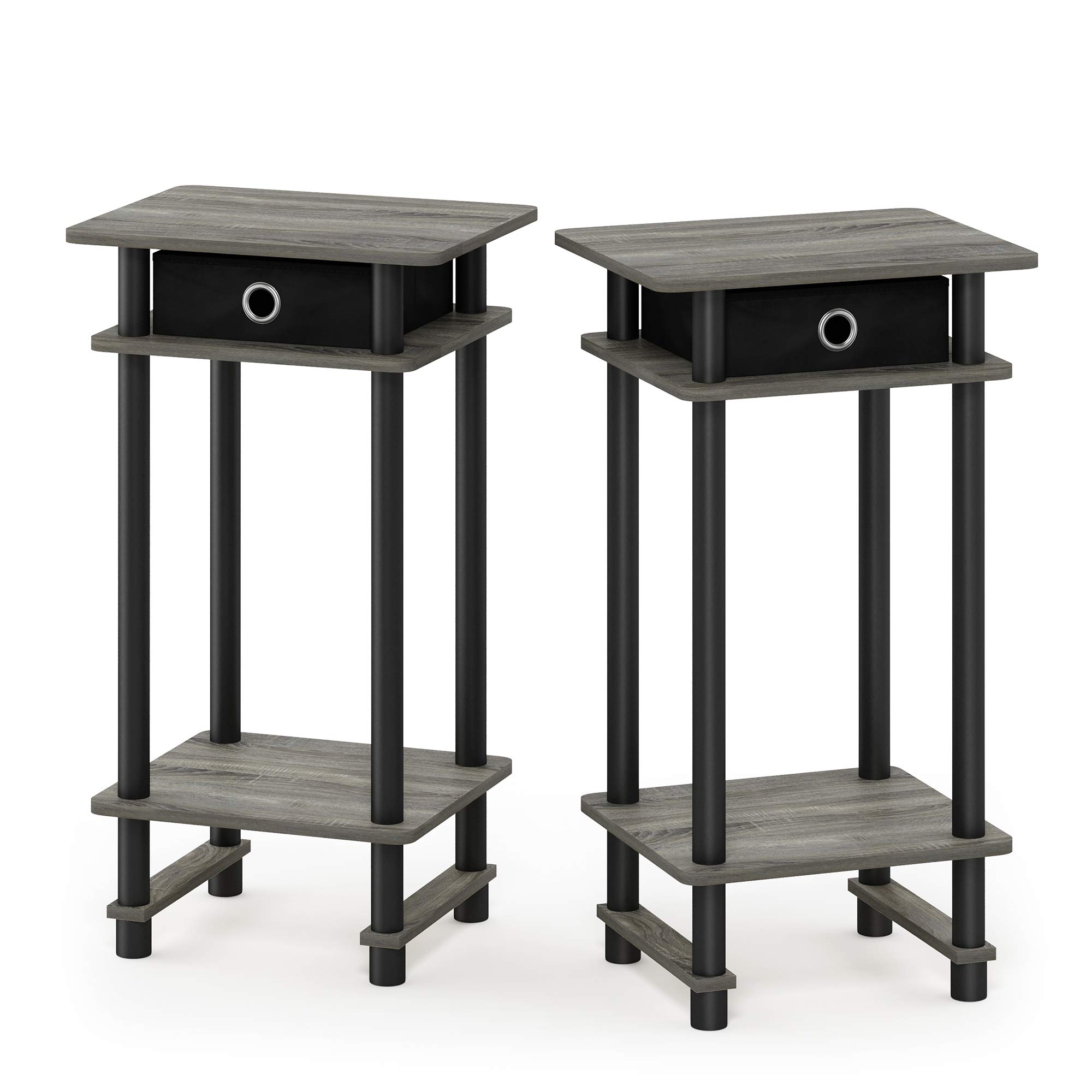 Foto 5 | Mesa Auxiliar Furinno Turn-n-tube, Alta, Roble Francés, Gris, Con Cajón - Venta Internacional.