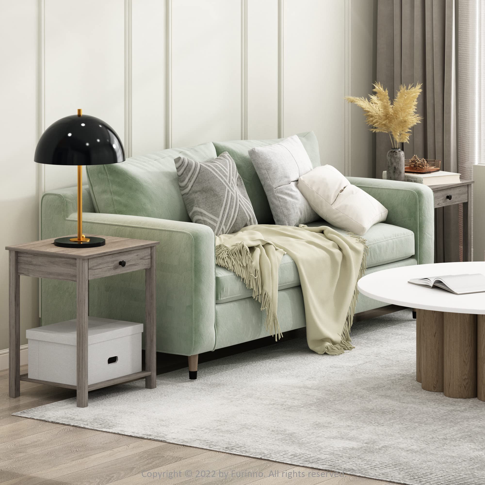 Foto 4 pulgar | Mesa Auxiliar Furinno Classic Con Cajón, Paquete De 2 Unidades, Roble Rústico - Venta Internacional.