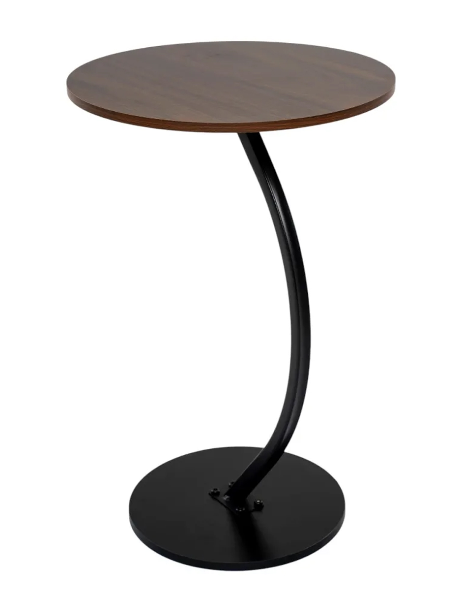 Foto 2 pulgar | Mesa Centro Minimalista Auxiliar Circular Sala Moderna Marron Cocina Lateral Metal Mdf
