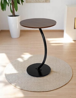Foto 2 | Mesa Centro Minimalista Auxiliar Circular Sala Moderna Marron Cocina Lateral Metal Mdf
