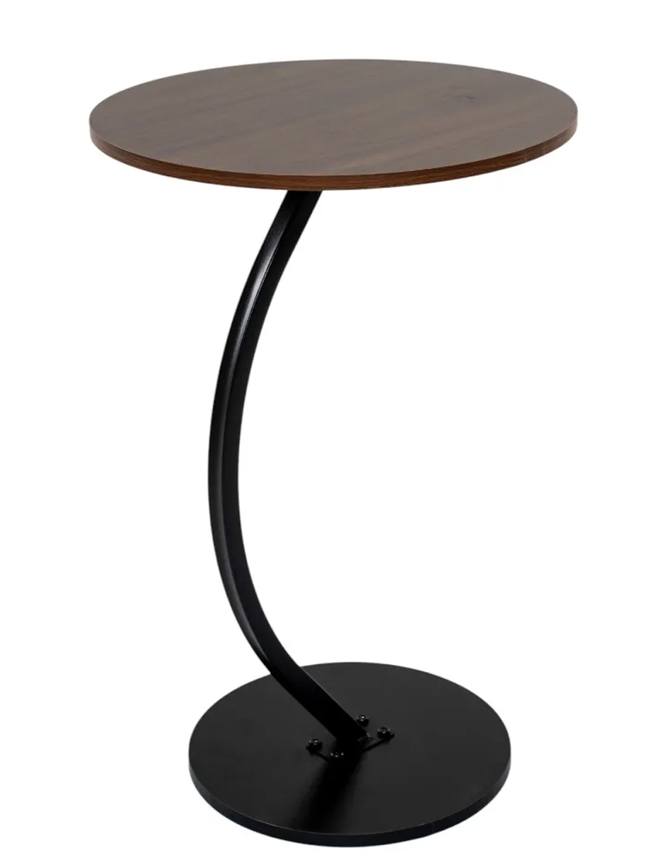 Foto 4 pulgar | Mesa Centro Minimalista Auxiliar Circular Sala Moderna Marron Cocina Lateral Metal Mdf