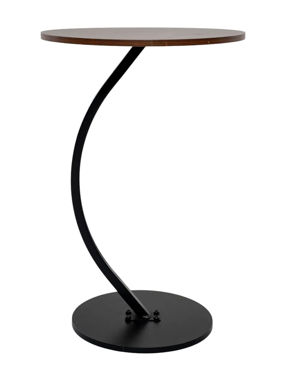 Foto 5 pulgar | Mesa Centro Minimalista Auxiliar Circular Sala Moderna Marron Cocina Lateral Metal Mdf