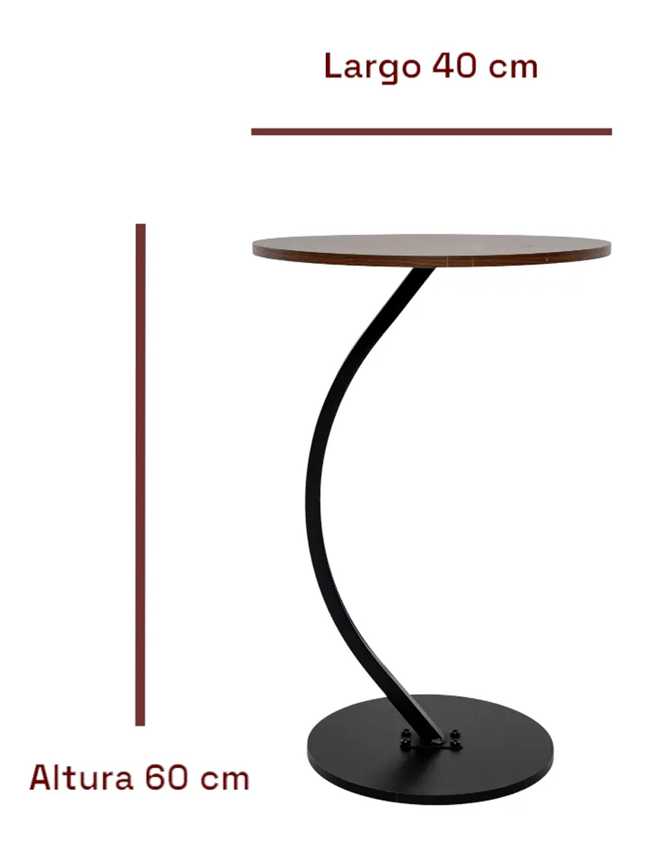 Foto 8 pulgar | Mesa Centro Minimalista Auxiliar Circular Sala Moderna Marron Cocina Lateral Metal Mdf