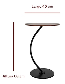 Foto 7 | Mesa Centro Minimalista Auxiliar Circular Sala Moderna Marron Cocina Lateral Metal Mdf