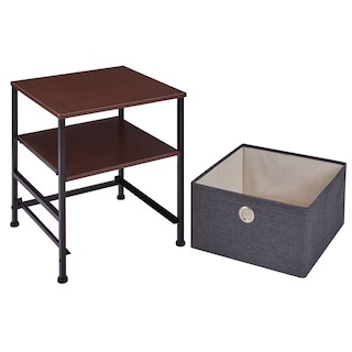 Foto 1 | Mesa Auxiliar Moderna Con Cajón De Tela Gris, Danya B