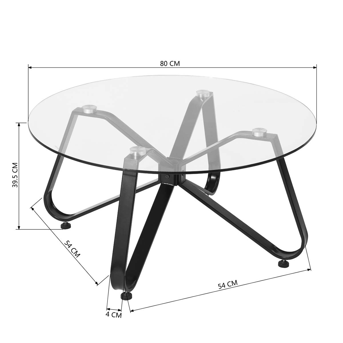 Foto 4 pulgar | Mesa De Centro Furniturer Konya Negro 80 X 80 X 39.5 Cm