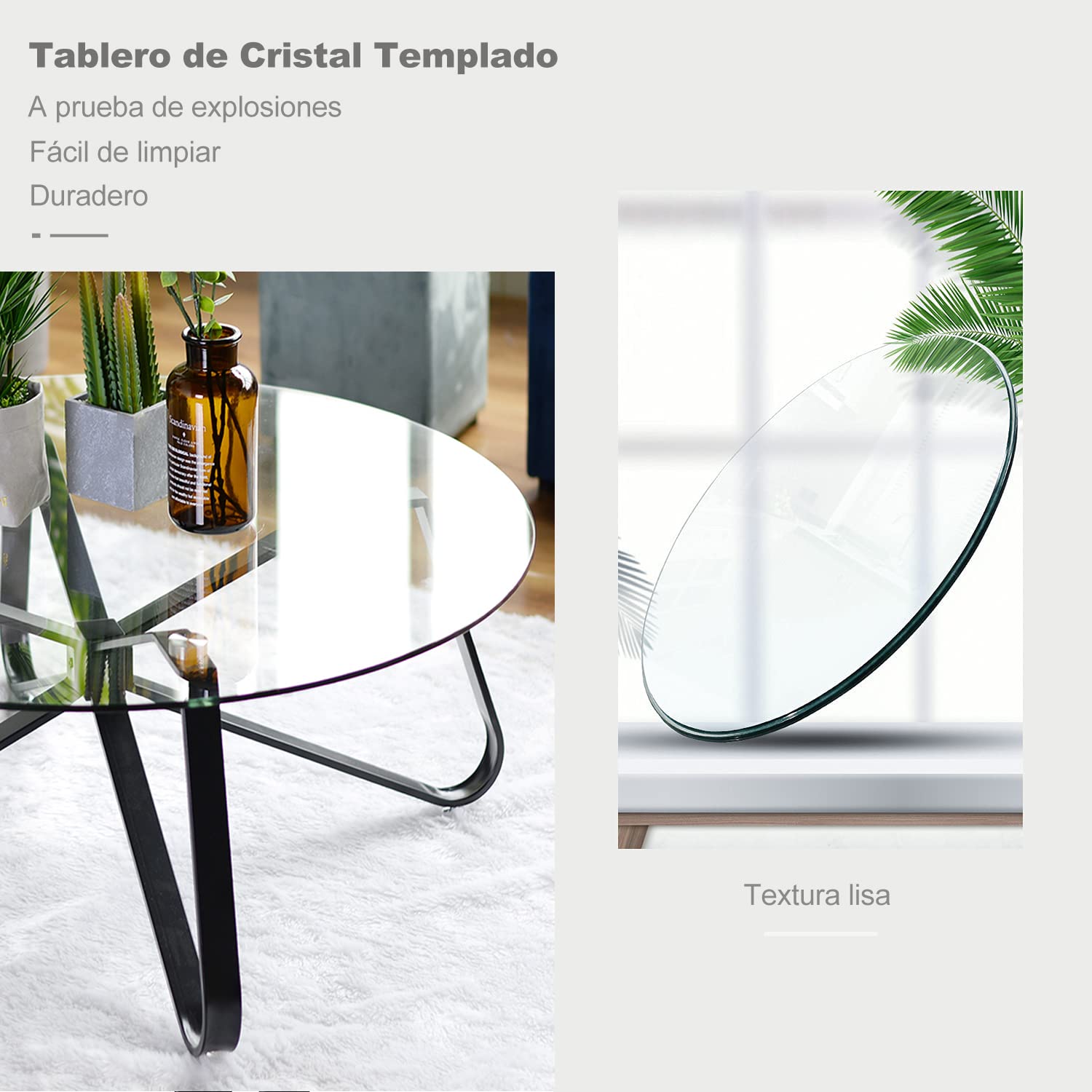 Foto 6 pulgar | Mesa De Centro Furniturer Konya Negro 80 X 80 X 39.5 Cm