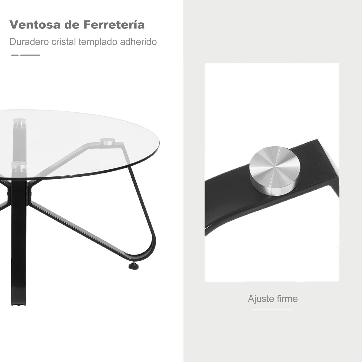 Foto 7 pulgar | Mesa De Centro Furniturer Konya Negro 80 X 80 X 39.5 Cm