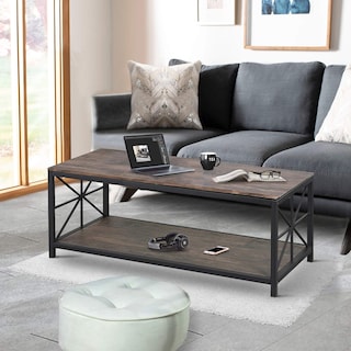 Foto 2 | Mesa De Centro Furniturer Grain Marrón 60 X 110 X 44 Cm