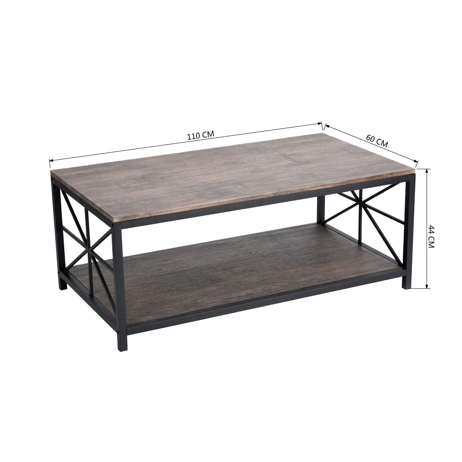 Foto 3 | Mesa De Centro Furniturer Grain Marrón 60 X 110 X 44 Cm
