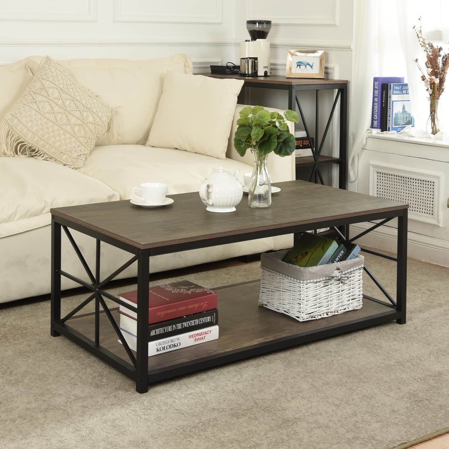 Foto 9 pulgar | Mesa De Centro Furniturer Grain Marrón 60 X 110 X 44 Cm