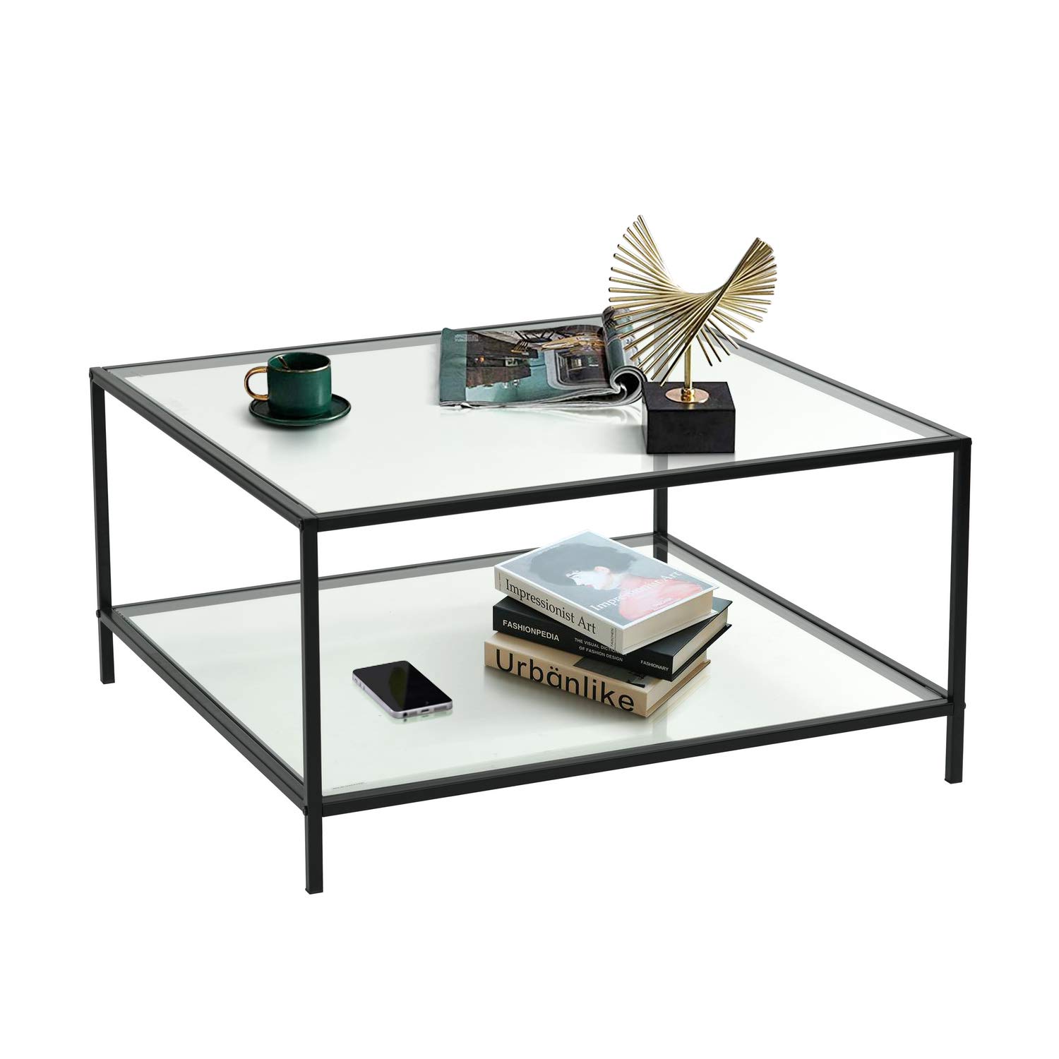 Foto 2 pulgar | Mesa De Centro Furniturer Hudd Negro 80 X 80 X 42 Cm