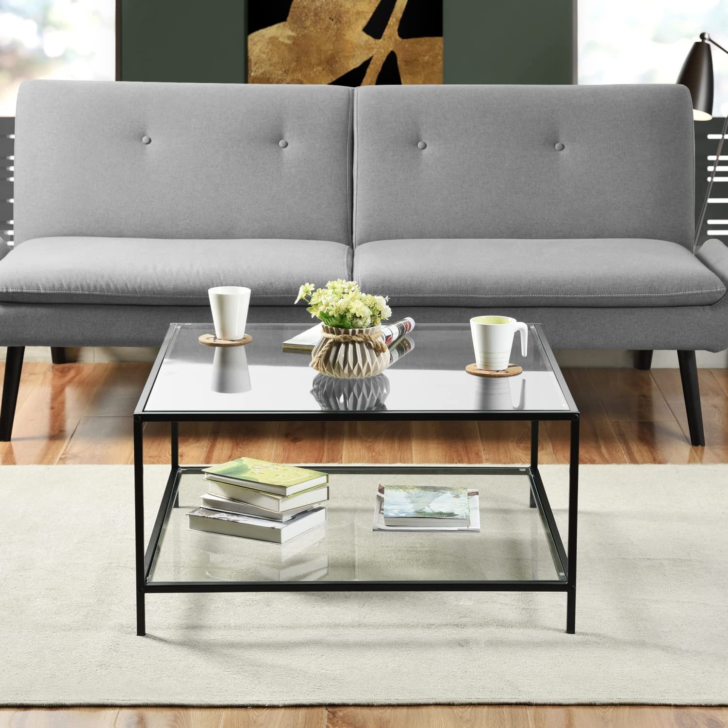 Foto 3 pulgar | Mesa De Centro Furniturer Hudd Negro 80 X 80 X 42 Cm