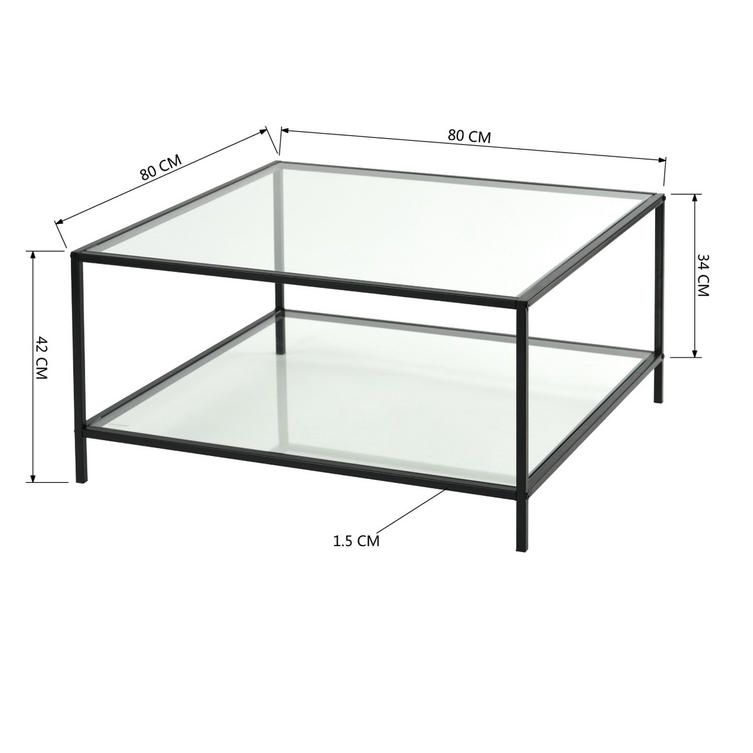 Foto 4 pulgar | Mesa De Centro Furniturer Hudd Negro 80 X 80 X 42 Cm