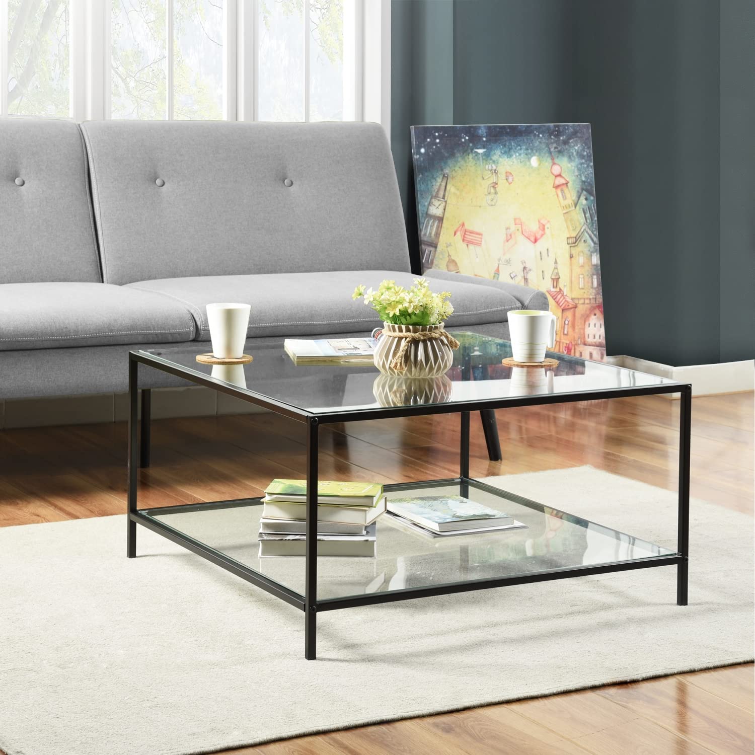 Foto 5 pulgar | Mesa De Centro Furniturer Hudd Negro 80 X 80 X 42 Cm