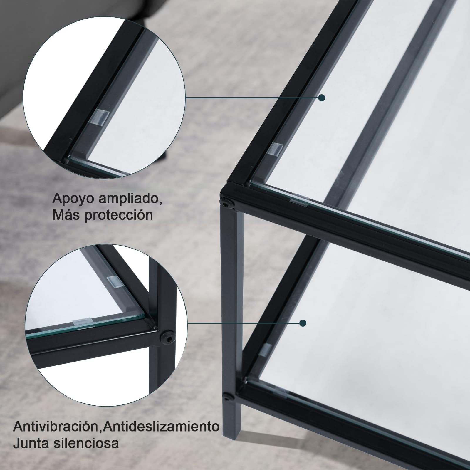 Foto 5 | Mesa De Centro Furniturer Hudd Negro 80 X 80 X 42 Cm