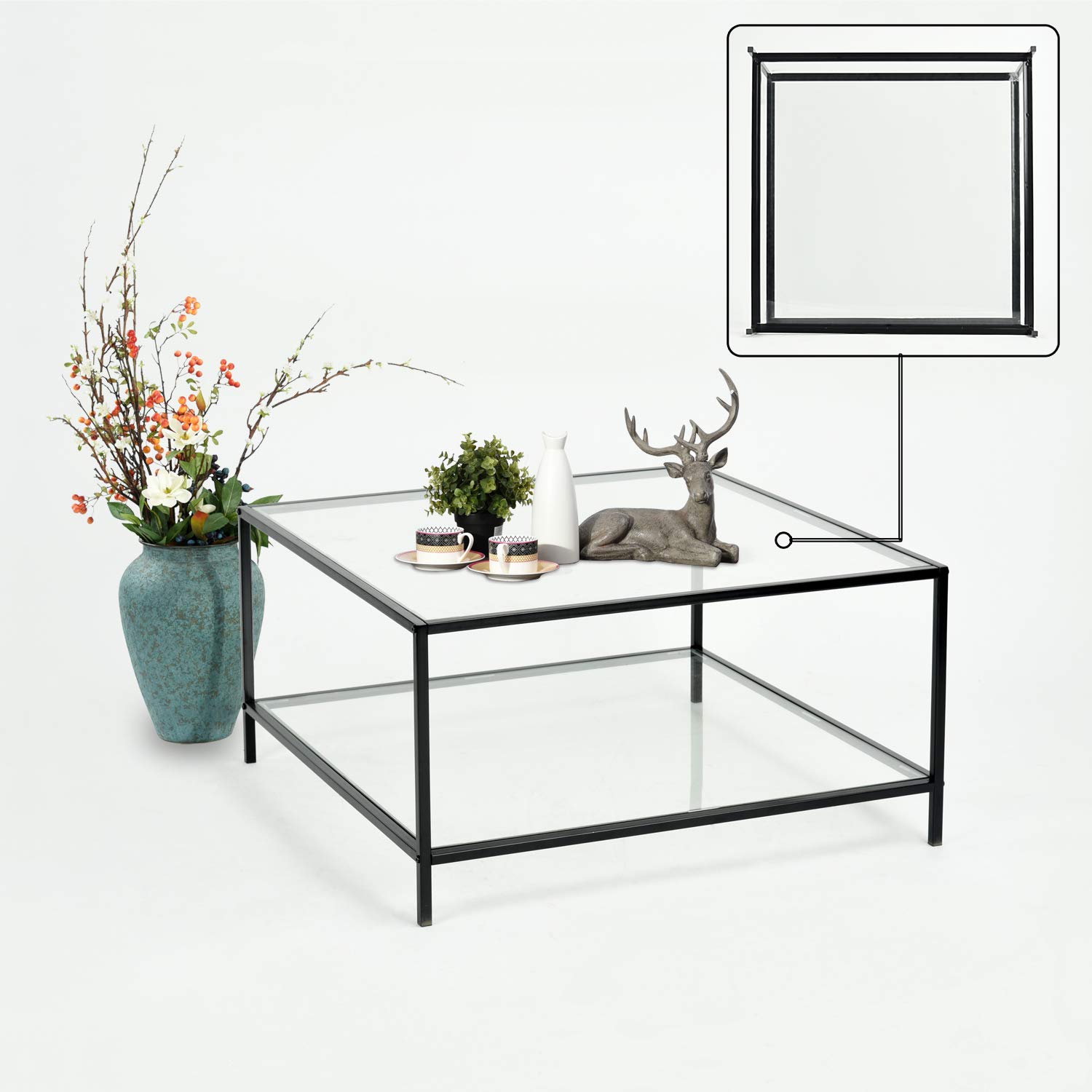 Foto 8 pulgar | Mesa De Centro Furniturer Hudd Negro 80 X 80 X 42 Cm