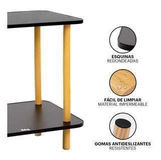 Foto 2 | Mesa Centro Belug Minimalista Madera Lateral Doble Repisa 40cm Negro