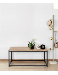 Foto 6 | Mesa De Centro Moderna Auxiliar Madera 90x48x40 Color Nogal