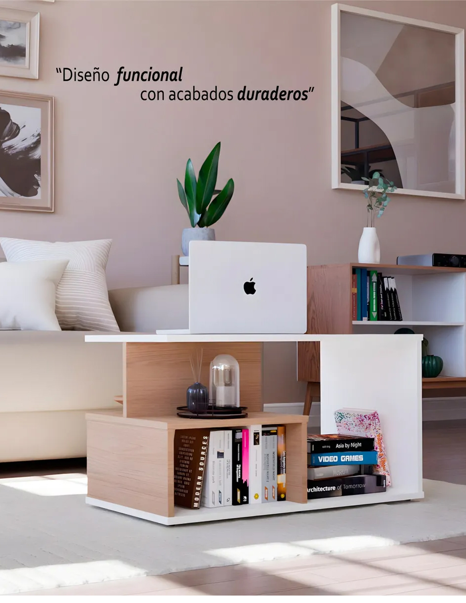 Foto 6 pulgar | Mesa Centro Elegante Minimalista Organizador Color Blanco