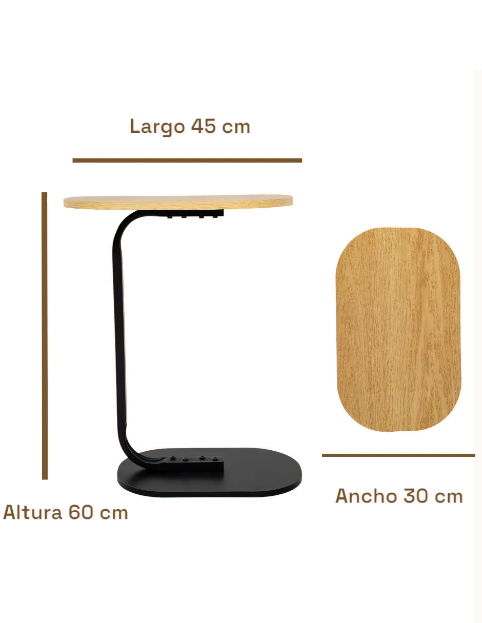 Foto 3 pulgar | Mesa Mesas Centro Minimalista Auxiliar Ovalada Sala Moderna Color Negro