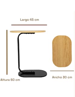 Foto 2 | Mesa Mesas Centro Minimalista Auxiliar Ovalada Sala Moderna Color Negro