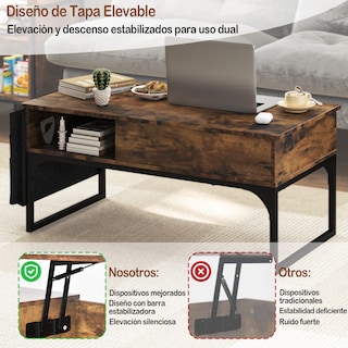Foto 3 | Mesa De Centro Elevable Madera