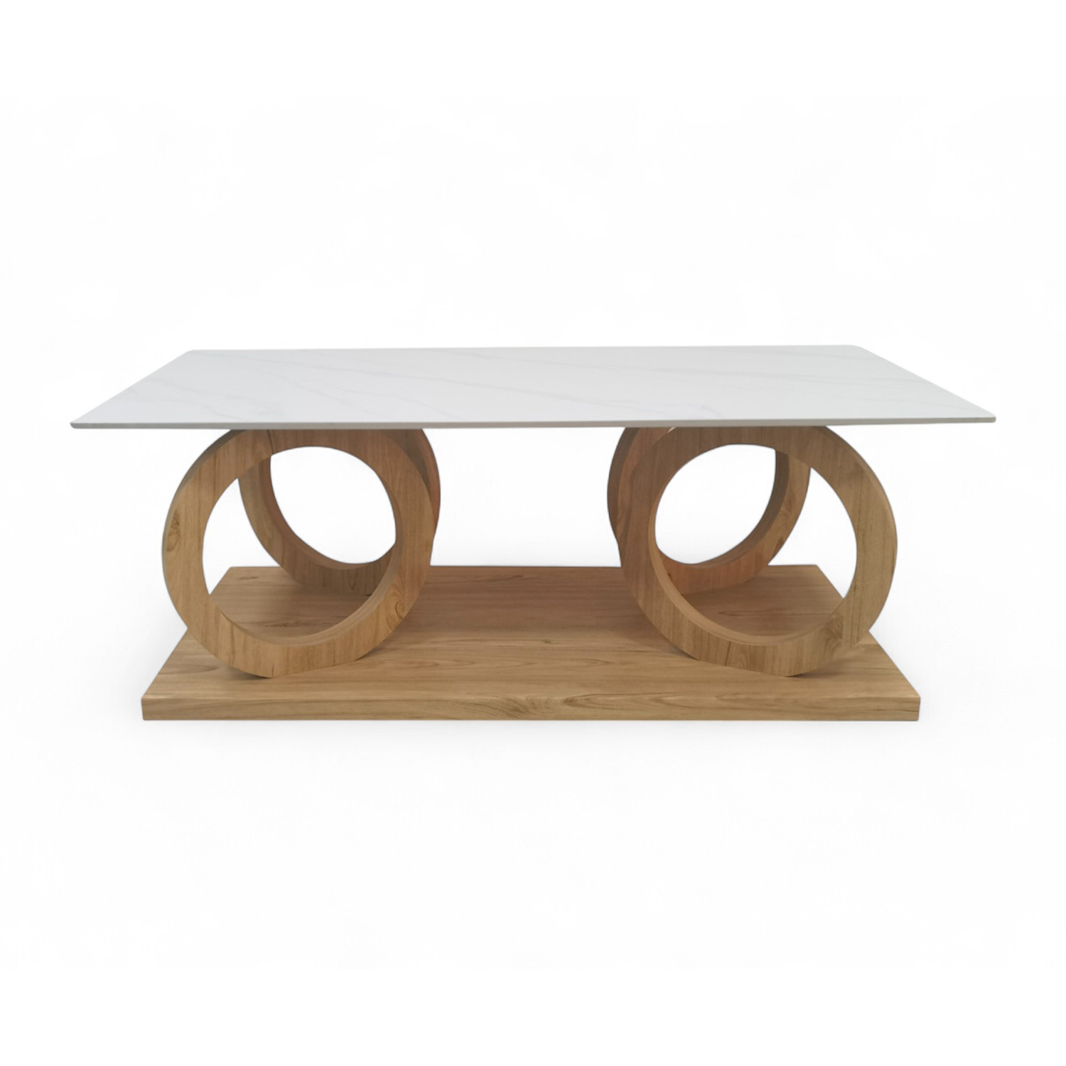 Foto 4 pulgar | Mesa De Centro Con Base De Ruedas De Madera Y Cubierta Tipo Mármol Bossa Orbita