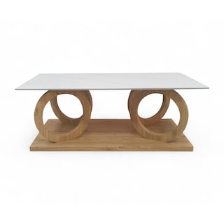 Foto 3 | Mesa De Centro Con Base De Ruedas De Madera Y Cubierta Tipo Mármol Bossa Orbita