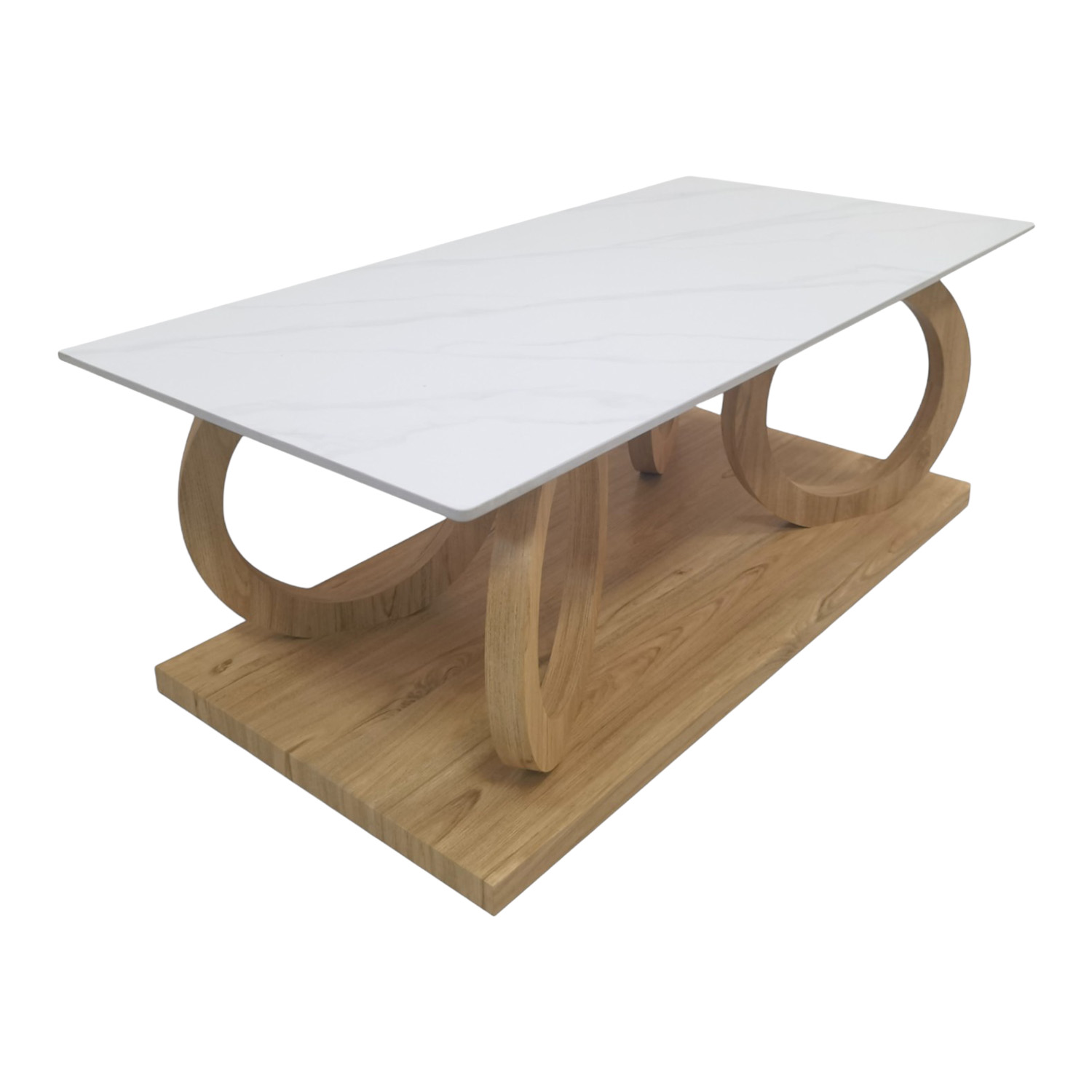 Foto 5 pulgar | Mesa De Centro Con Base De Ruedas De Madera Y Cubierta Tipo Mármol Bossa Orbita
